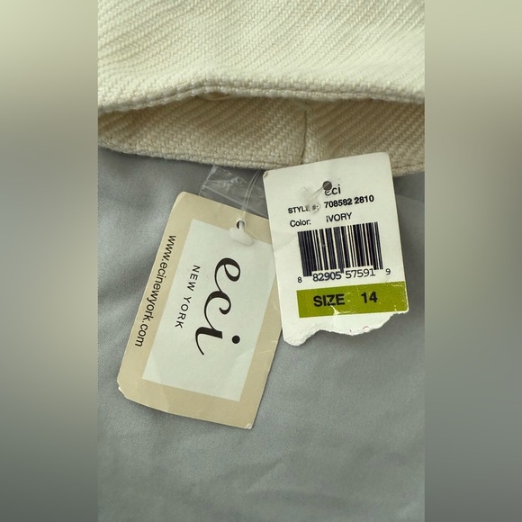 ECI New York ivory ruffle short cropped blazer jacket 14 - Picture 5 of 8